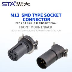 M12 SMD Flange Mount Reflow Male/Female Socket