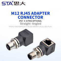 M12 to RJ45 Connectors Male Female Straight/Angled Plug Network Adapter