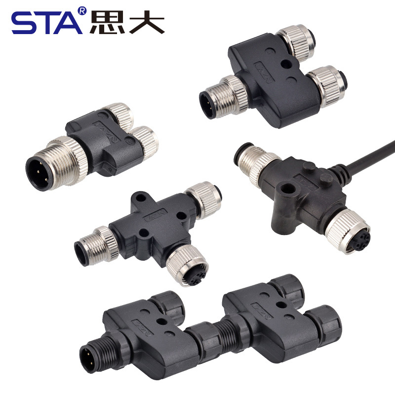 M12 Y/T Splitter Male to Female Sensor Adapter Connector