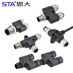 M12 Y/T Splitter Male to Female Sensor Adapter Connector