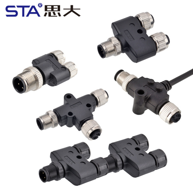 M12 Y/T Splitter Male to Female Sensor Adapter Connector