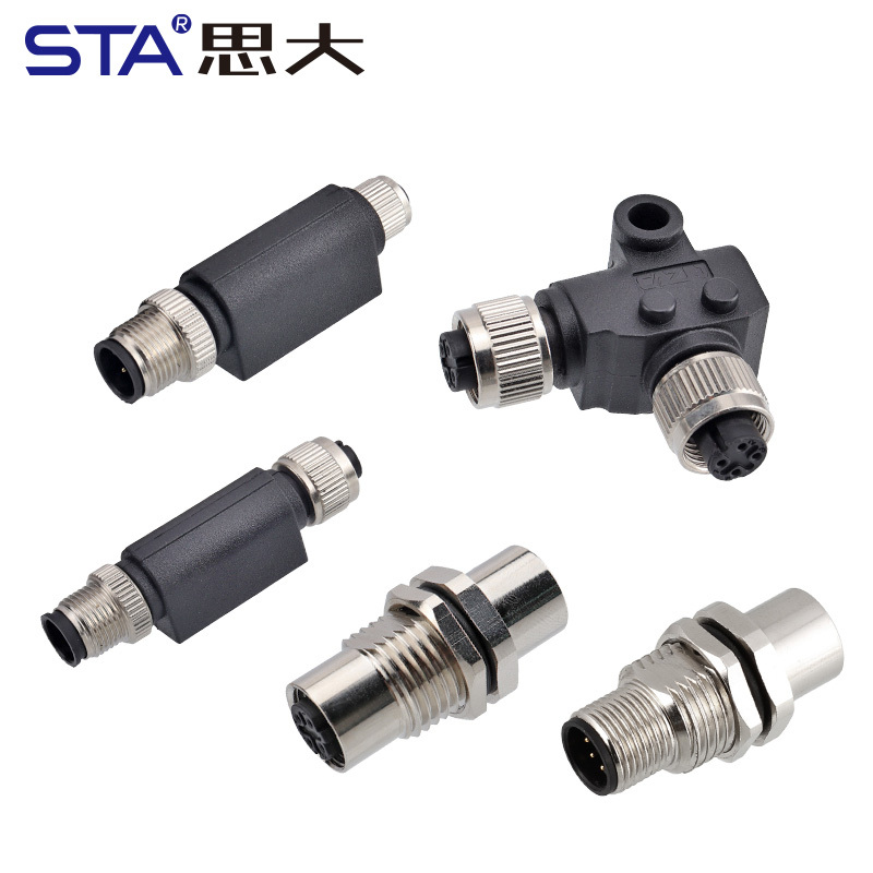 M12 Adapter I Type Metal/Plastic Connectors Splitter Waterproof IP67 Plug