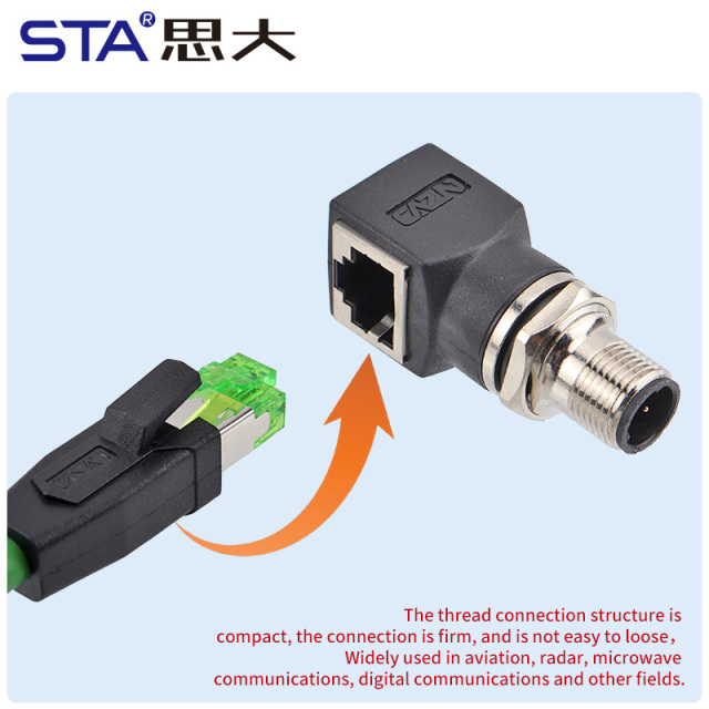 M12 to RJ45 Connectors Male Female Straight/Angled Plug Network Adapter