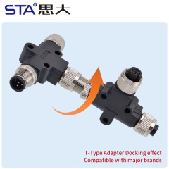 M12 Y/T Splitter Male to Female Sensor Adapter Connector