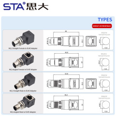 M12 to RJ45 Connectors Male Female Straight/Angled Plug Network Adapter