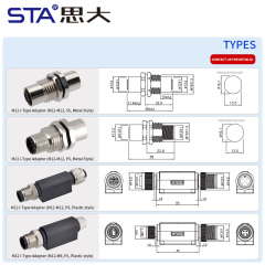 M12 Adapter I Type Metal/Plastic Connectors Splitter Waterproof IP67 Plug