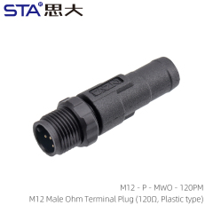 M12 Male Ohm Terminal Plug 120Ω Plastic