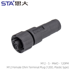 M12 Female Ohm Terminal Plug 120Ω Plastic