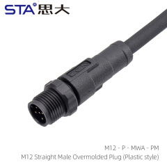 M12 Straight Male Overmolded Plug(Plastic style)