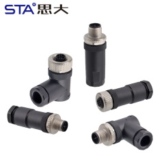 M12 IP67 Power L-Code Plastic Assembled Straight/Angled Plug Connector