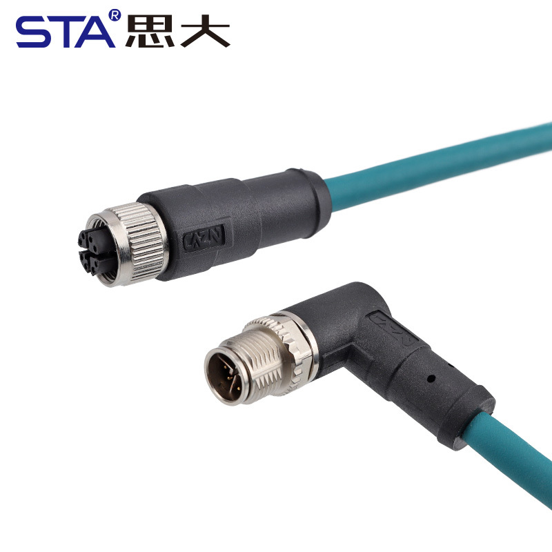 M12 X-Code IP67 Overmolded 8Pin Data Shielded Connector