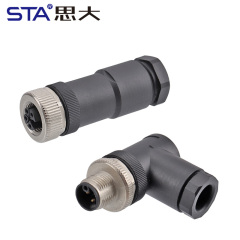 M12 Power K-Code Plastic Assembled Straight Angled Plug Connector