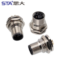 IP67 Waterproof M12 L-Code Power Panel Mount Socket Connector