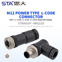 M12 Power L-Code Plastic Assembled Straight/Angled Plug Connector