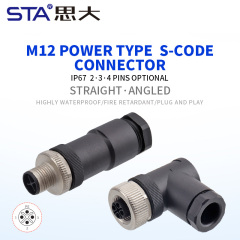 M12 IP67 Power L-Code Plastic Assembled Straight/Angled Plug Connector