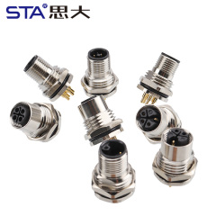 IP67 M12 T-Code Power Solder PCB Socket Connector