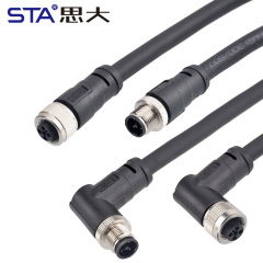 M12 IP67 T-Code Unshielded Overmolded Plug Connector