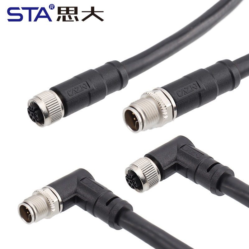 M12 Y-Code Shielded Data Type Overmolded Connector 6/8 Pins