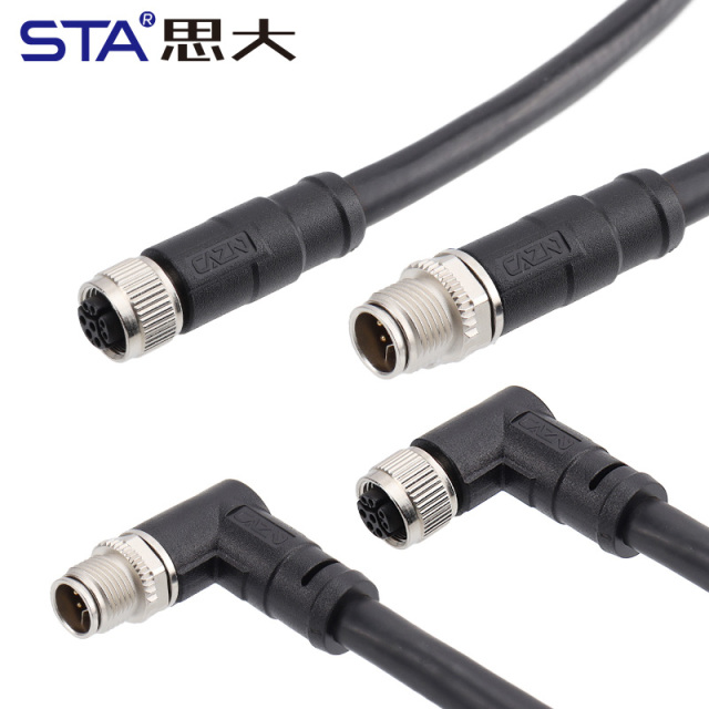 M12 Y-Code Shielded Data Type Overmolded Connector 6/8 Pins