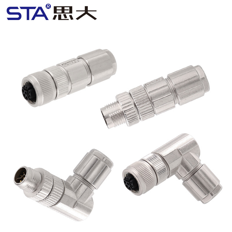 M12 Y-Code Metal Assembled Data IP67 Crimp PG9 Plug Connector