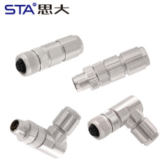 M12 Y-Code Metal Assembled Data IP67 Crimp PG9 Plug Connector