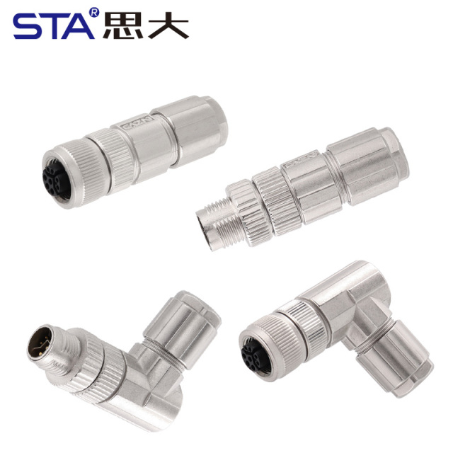 M12 Y-Code Metal Assembled Data IP67 Crimp PG9 Plug Connector