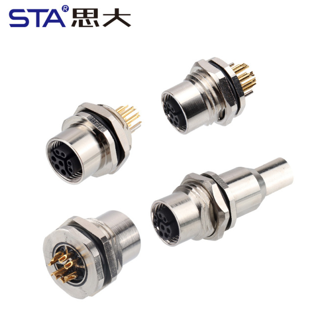 M12 Y-Code IP67 Front/Back Mount Data Socket Connector