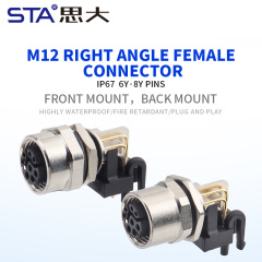 M12 Right Angle Y-Code Female PCB Connector IP67