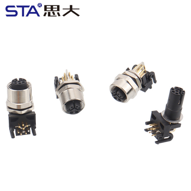 M12 Right Angle Y-Code Female PCB Connector IP67
