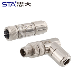 M12 X-Code 8 Pins IP67 Metal Assembled Data Straight & Angled Plug Connector