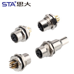 M12 X-Code 8 Pin IP67 Front/Back Mount Socket Connector