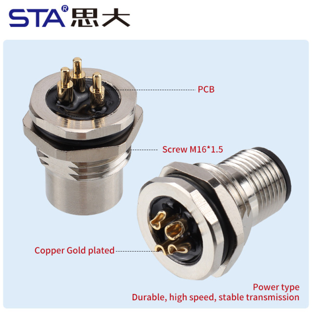 M12 Power K-Code Socket | High-Voltage Industrial Connector
