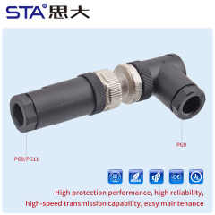 M12 IP67 Power L-Code Plastic Assembled Straight/Angled Plug Connector