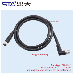 M12 Y-Code Shielded Data Type Overmolded Connector 6/8 Pins