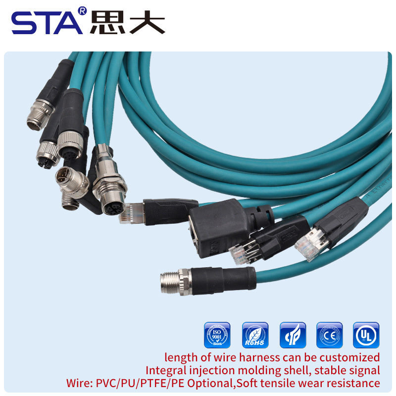M12 X-Code IP67 Overmolded 8Pin Data Shielded Connector
