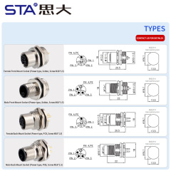 IP67 Waterproof M12 L-Code Power Panel Mount Socket Connector