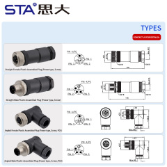 M12 Power L-Code Plastic Assembled Straight/Angled Plug Connector