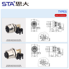 M12 Right Angle Y-Code Female PCB Connector IP67