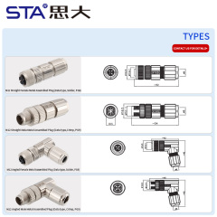 M12 X-Code 8 Pins IP67 Metal Assembled Data Straight & Angled Plug Connector