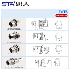 M12 X-Code 8 Pin IP67 Front/Back Mount Socket Connector
