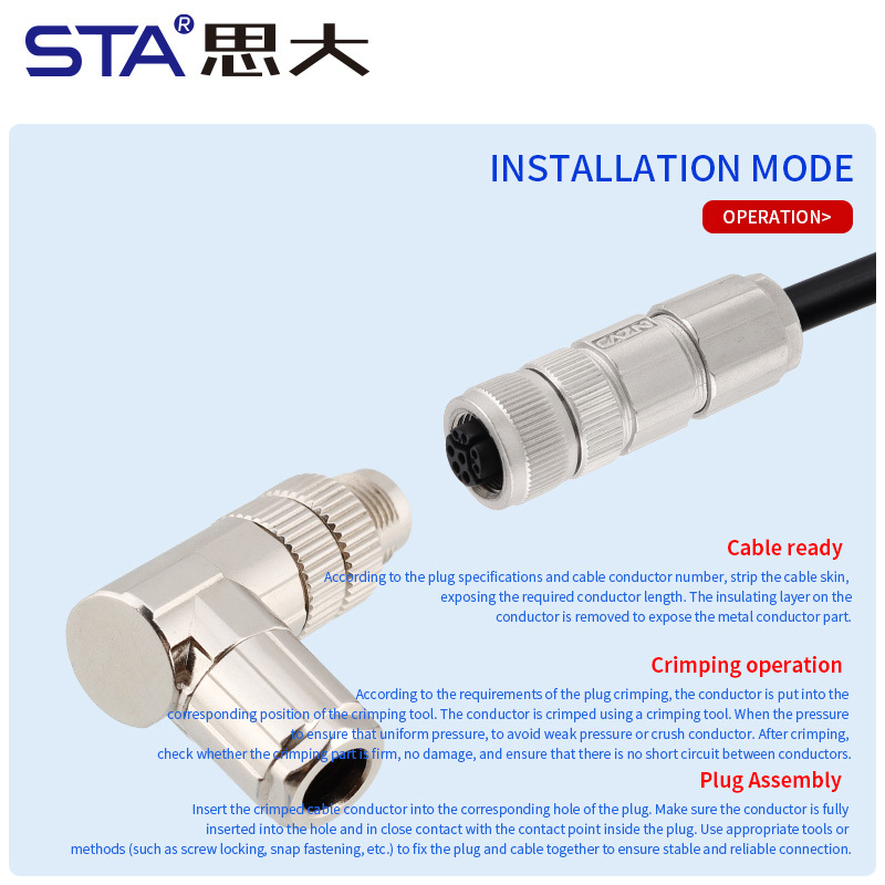 M12 Y-Code Metal Assembled Data IP67 Crimp PG9 Plug Connector