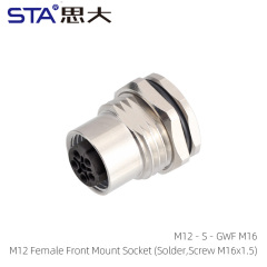 M12 Female Back Mount Socket(Solder Screw M16x1.5)