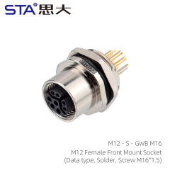 M12 Female Front Mount SocketData type Solder Screw M16*1.5)