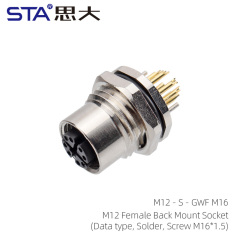 M12 Female Back Mount Socket Data type Solder Screw M16*1.5)