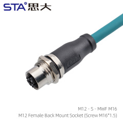 M12 Female Back Mount Socket (Screw M16*1.5)
