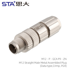 M12 Straight Male Metal Assembled Plug(Data type Crimp PG9)