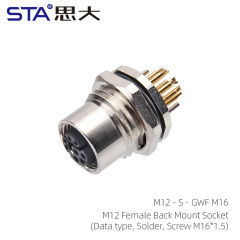 M12 Female Back Mount Socket Data type Solder Screw M16*1.5)