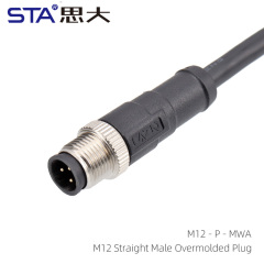 M12 Straight Male Overmolded Plug