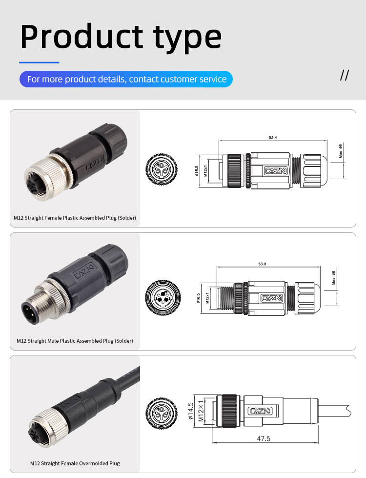 M12 C-coded Connectors | Plugs, Sockets, Overmolded, Assemblies