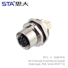 M12 Female Front Mount Socket(Data type PCB Screw M16*1.5)